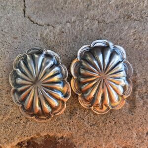 Joan Begay Sterling Concho Earrings